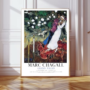 Lámina de Marc Chagall, Póster de Chagall, Lámina de Chagall París, Decoración de pared, Arte mural, Arte de Chagall, Lámina de Chagall, Tres velas de Chagall