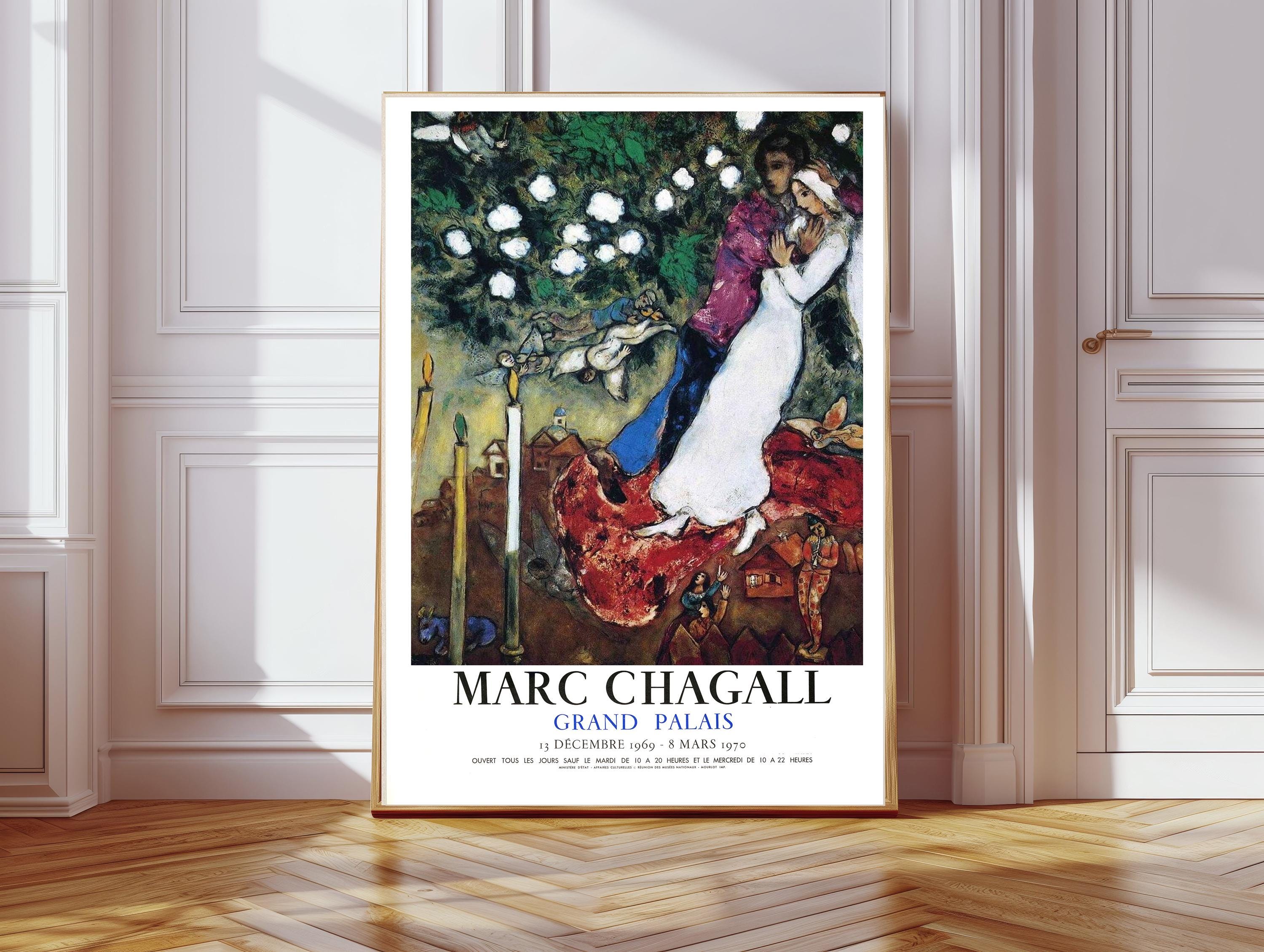 Marc Chagall Art Print, Chagall Poster, Chagall Paris Print, Wall Decor, Wall Art, Chagall Art, Chagall Art Print, Three Candels Chagall