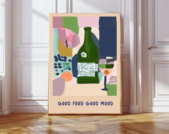 Good food art print, kitchen art print, Food Illustration, Food Art Kitchen Decor, food art Poster, kitchen print, Retro Food Art Print