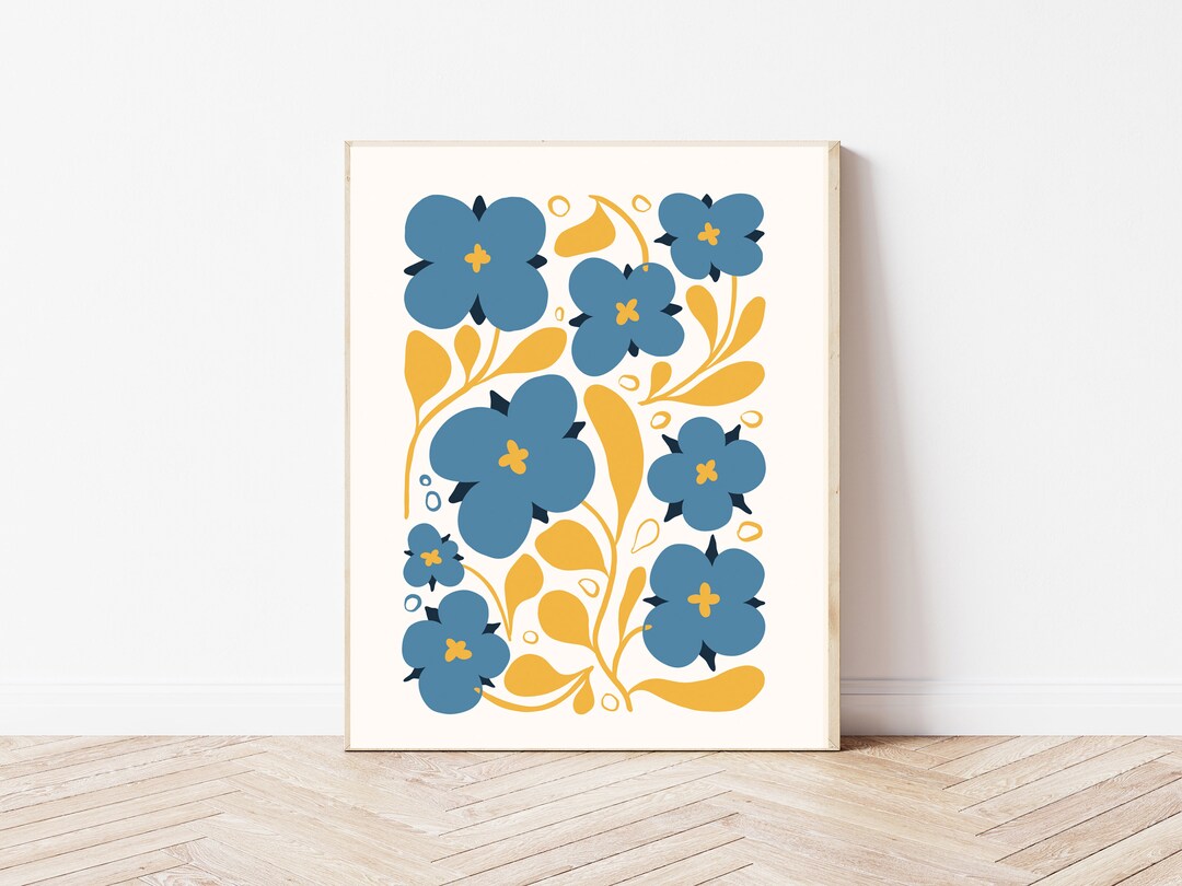 Botanical Flower Art Print, Flower Poster, Yellow Floral Print, Wall
