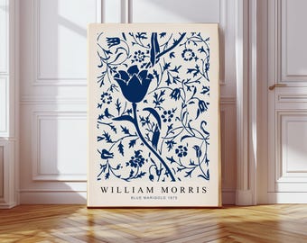 William Morris Art Print, William Morris Blue Flowers, Morris Print, Flower Art Print, Botanical Print, Wall Decor, Wall Art, Flower Print,