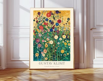 Gustav Klimt Print, Gustav Klimt Farm Garden Poster, Klimt Flowers, Floral Wall Decor, Gift Idea, Wall Art Print, Gustav Klimt Wall Decor