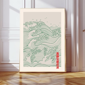 Japanese Art Print, Waves Art Print, Flower Poster, Waves Print, Wall Decor, Wall Art, Sea Art Print, Matisse Art Print, Japanese art image 1