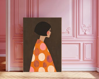 Abstract People Art | Mid Century Art, Modern Abstract Art, Abstract Wall Art, Minimalist Print, Living Room Art, Female Figure Wall Art
