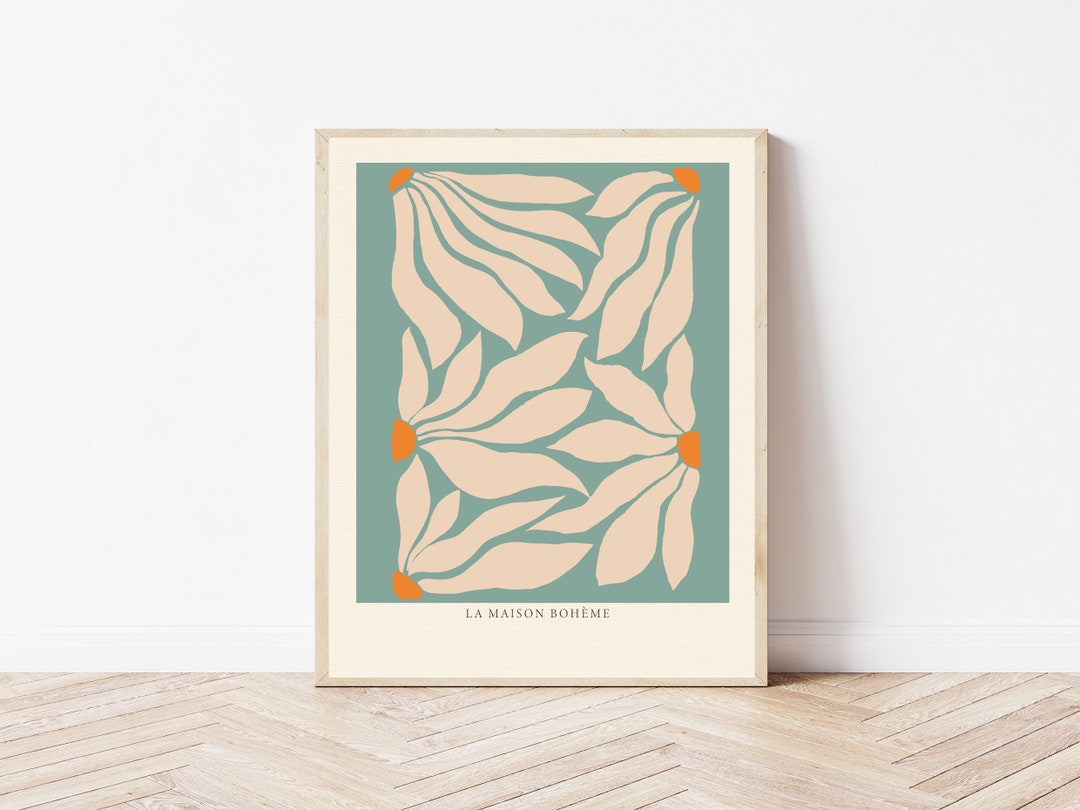 Botanical Green Leaf Art Print, Flower Poster, Floral Print, Wall Decor