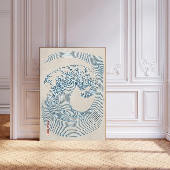Japanese Art Print, Waves Art Print, Blue Wave Poster,Pink Waves Print, Wall Decor, Wall Art, Sea Art Print, Sea Art Print, Japanese art