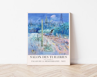 Raoul Dufy Paris Exhibition Poster | Eiffel Tower Art Print | Vintage Paris Map ,Cityscape Paris Wall Art, Wall Art, Raoul Dufy Print