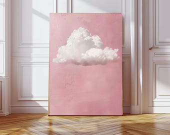 Stampa artistica con nuvola rosa, arredamento minimalista e suggestivo, decorazione da parete, arte murale, arte murale con nuvola rosa, poster per camera da letto e meditazione, nuvola
