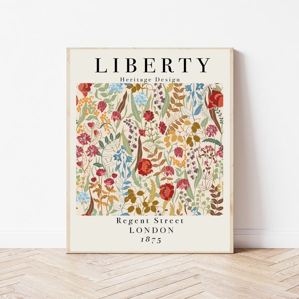 Liberty London Art Print, Botanischer Kunstdruck Blume Art Print, Liberty Print, Blume Art Print, botanischer Druck, Wanddekor, Wandkunst