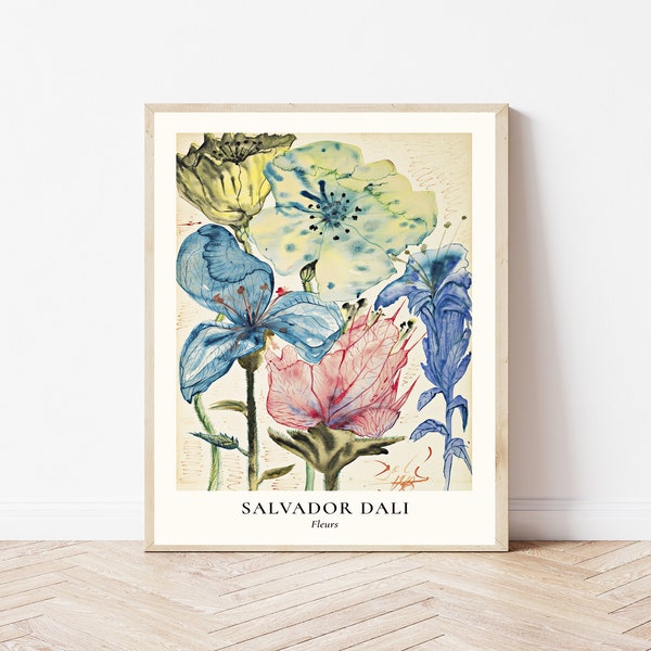 Salvador Dali Flowers Art Print, Salvador Poster, Dali Art Print, Wall Decor, Wall Art, Flowers Print,  Botanical Art, Salvador Flowers