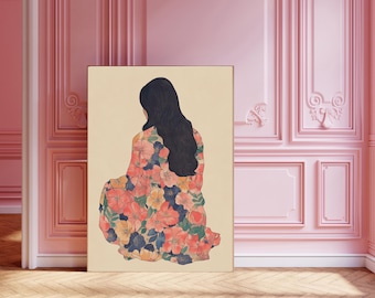 Abstract People Art | Mid Century Art, Modern Abstract Art, Abstract Wall Art, Minimalist Print, Living Room Art, Female Figure Wall Art