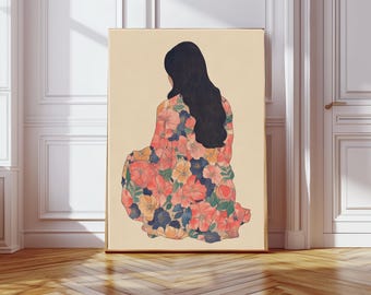Abstract People Art | Mid Century Art, Modern Abstract Art, Abstract Wall Art, Minimalist Print, Living Room Art, Female Figure Wall Art