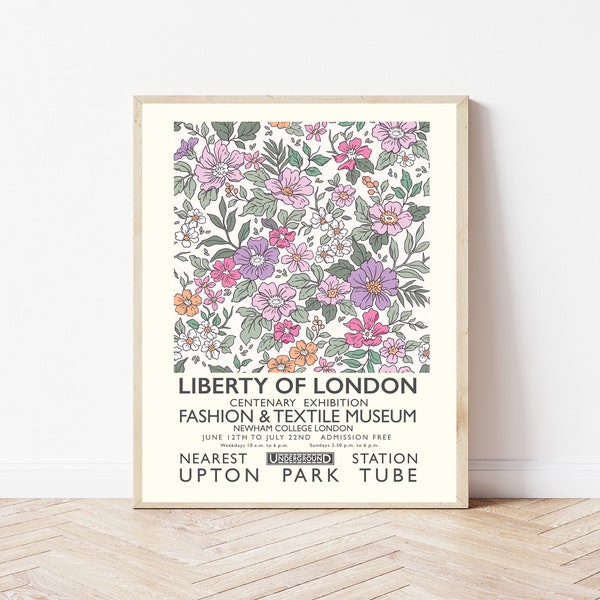 Liberty London Art Print, Botanical Art Print Flower Art Print, Liberty Print, Flower Art Print, Botanical Print, Wall Decor, Wall Art