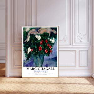 Lámina de Marc Chagall, Póster de Chagall, Impresión de Chagall París, Decoración de pared, Arte de pared, Arte de Chagall, Arte de Chagall, 'La mujer y las rosas'
