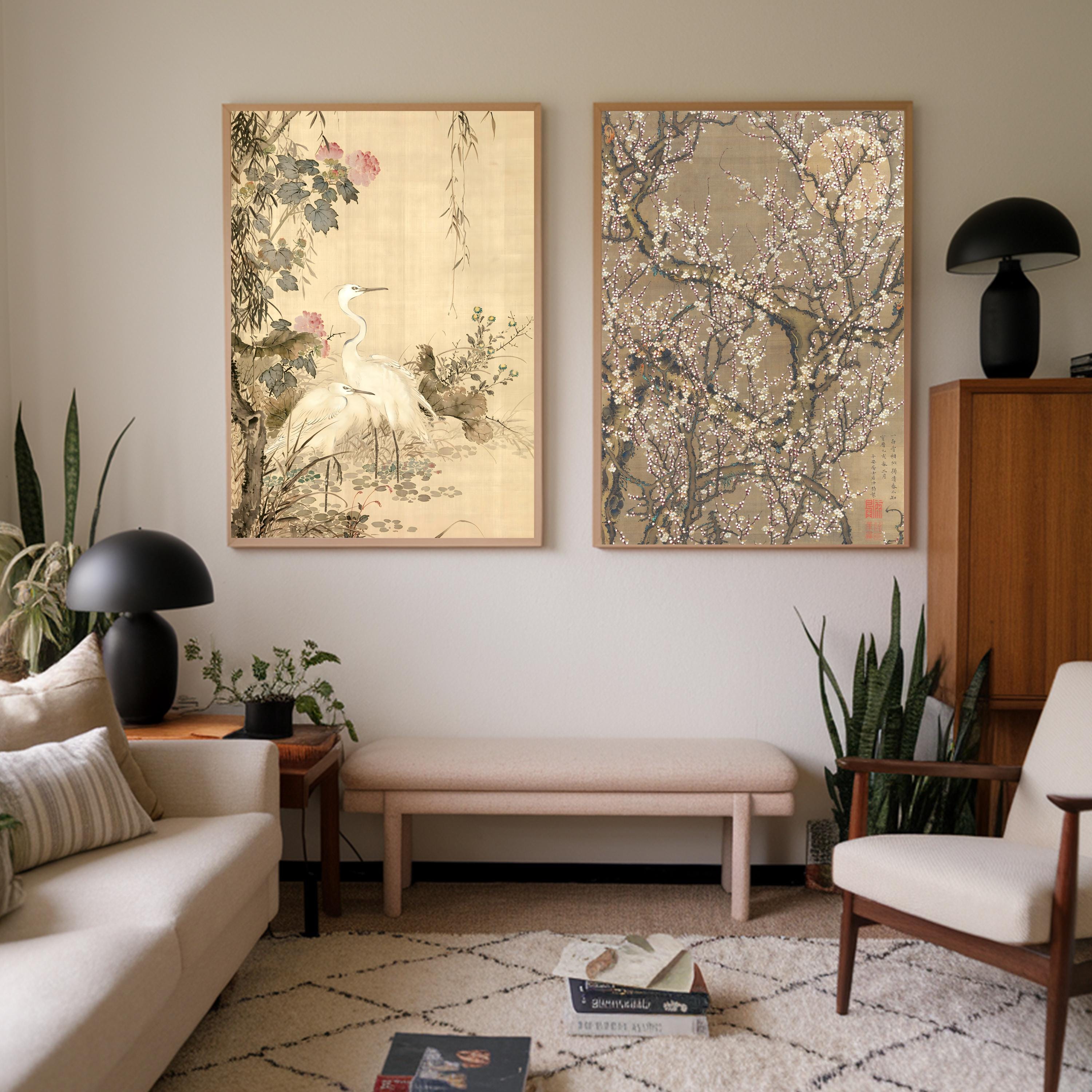 Set of 2 Minimalist Tree Branch Prints | Japandi Wall Art | Nature