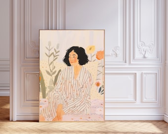 Abstract People Art | Mid Century Art, Modern Abstract Art, Abstract Wall Art, Minimalist Print, Living Room Art, Female Figure Wall Art