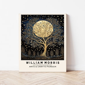 William Morris Moon Art Print, William Morris Forrest, Morris Print, Moon Art Print, Stars Art Print, Wall Decor, Wall Art, Moon Print,