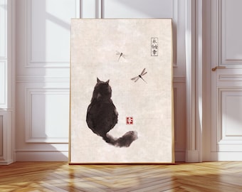 Japanese Cat Art Print, Cat Art Print, Japanese Print, Cat Print, Art Prints, Wall Art, Cat Art Print, Cat portrait Print, Japanese art