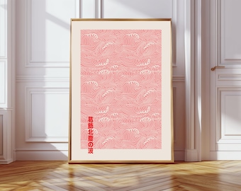 Japanese Art Print, Waves Art Print, Pink Poster,Pink Waves Print, Wall Decor, Wall Art, Sea Art Print, Matisse Art Print, Japanese art