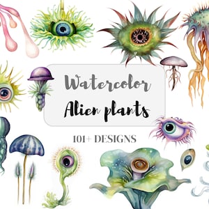 Alien Dreamland Fantasy Plants PNG clipart featuring Unique Alien plants,  Mystical plants, Plants from another world, instant download