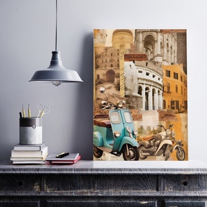 Rome Collage Print, Vespa Print, Colosseum Print, Printable Italy Art, Printable Collage
