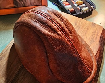 Prawdziwa skórzana czapka z daszkiem, męska czapka gazeciarza, dopasowana czapka kierowcy w stylu vintage, idealny prezent dla niego, taty, męża.