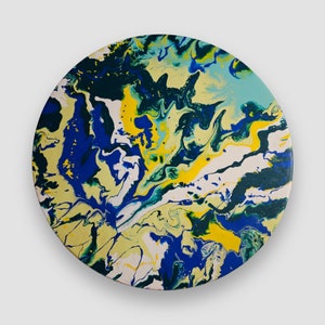 Round Wooden Lazy Susan Turntable Multicolored Painted Tray Handmade Centerpiece for Dining Table Kitchen Decor Gift for Dad Husband