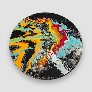 Epoxy Resin Wood Lazy Susan Colorful Turntable Tray Handmade Rotating Centerpiece for Dining Table Kitchen Island Serving Organizer
