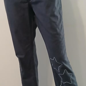 Dark Blue Jeans with white outlined stars