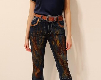 Jeans. Hand painted cool Fashionable  trendy hip showgirl Stand out in a crowd