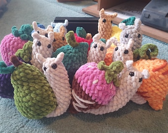 Fruit Snail Chenille Crochet Plushie (Made to Order)