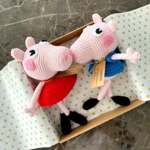 Peppa Pig Toy, Peppa Pig, Crochet Peppa Pig, Stuffed Peppa Pig Soft Toy, Toddler Halloween  Gift, Baby Birthday Gift, Gift for Baby