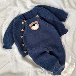 Teddy Bear Romper Set,  Knitted Newborn Clothes, Newborn Coming Outfit, Knitted Baby Clothes, Baby Hospital Outfit, Bring Me Home Outfit