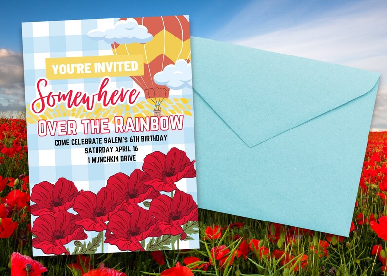 Wizard of Oz Themed Party Invitation, Digital Editable Template ...