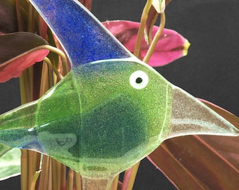 Glass bird, BLUE BIRD, garden decoration, glass garden decoration, balcony, garden, vase decoration, pot decoration, decoration for plants