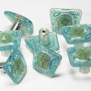 Turquoise Glass Door Handle, Kitchen Cabinet Handles, Cupboard Pulls ...