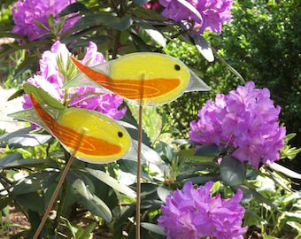 Oiseau en verre, BIRDY, décoration de jardin, décoration de jardin en verre, balcon, jardin, décoration de vase, décoration de pot, /2 pcs.