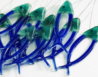 Fishes /10 pcs./ Glass decoration, window decorations, hanging, art glass, room decoration, hanging window decoration, house decoration