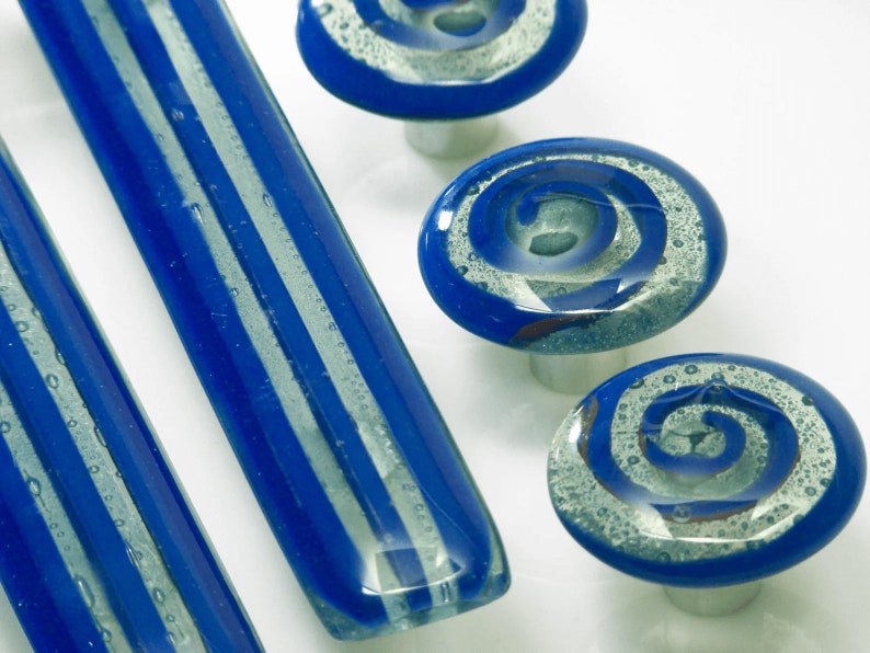 Navy Blue Glass Door Handle Kitchen Handles Cupboard Etsy