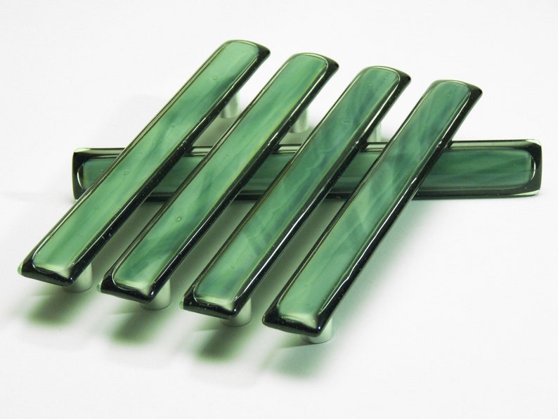 Forest Green Glass Door Handle, Kitchen Cabinet Handle, Cupboard Pulls, Cabinet Handle, Knobs for Dresser, Dresser Handles, Cabinet Hardware image 6