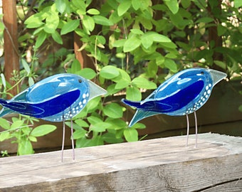 Glass bird, BIRDY, 2pcs. garden decoration, glass garden decoration, balcony, garden, vase decoration, pot decoration, decoration for plants