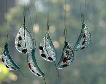 Glass drops, window decorations, hanging in window, garden decorations, art glass, hanging home decoration, windows suncatcher, 3 pcs.