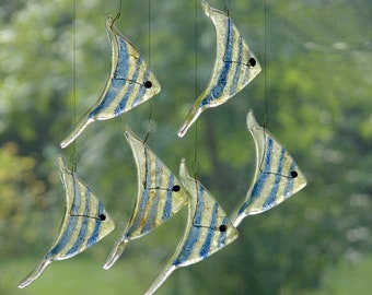 Fish from glass, Glass decoration, window decorations, hanging, room decorations, artglass, decoration, adornment, windows suncatcher, 6 pcs