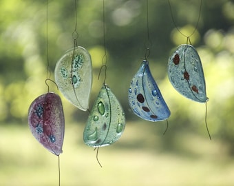 Glass drops, window decorations, hanging in window, garden decorations, hanging home decoration, windows suncatcher, /5 pcs./ mix of colors