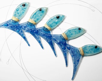 Fish from glass /5 pcs./ Glass decoration, window decorations, hanging, room decorations, glass, decoration, adornment, windows suncatcher