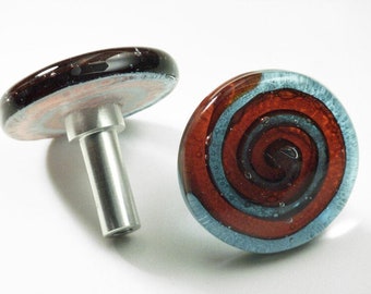 Orange, Blue Glass Door Handle, Kitchen Cabinet Handles, Cupboard Pulls, Kids room, Knobs for Dresser, Dresser Handles, Cabinet Hardware