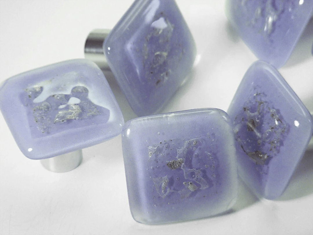 Lilac Glass Door Handle, Kitchen Handles, Cupboard Pulls