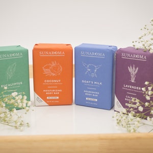 SUNAROMA Natural Moisturizing Body Bar Soap 8oz. Delicious aroma.
