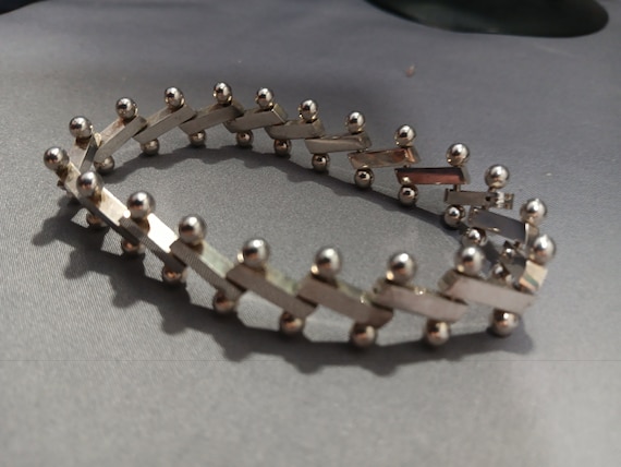 Vintage Sterling Silver Solid Reversible Bar Brac… - image 1