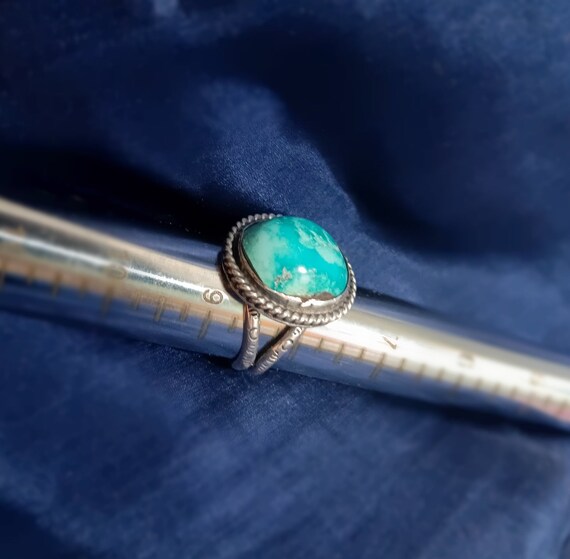 South Western native Sterling Turquoise Ring - image 7